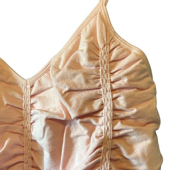 Ruched Tank Top Sleeveless Spaghetti Strap Cami Blouse Pink - Picture 2 of 7